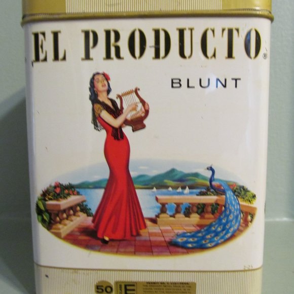 Vtg El Producto Blunt Cigar Tin 2 for 25 Cents Cigar Tobacco Tin w Lid - Empty - Picture 7 of 16
